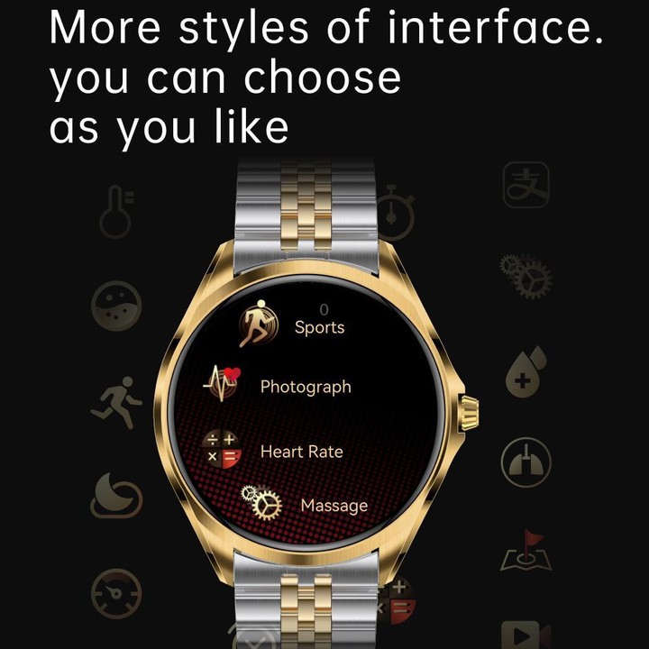 H78 1.43 inch AMOLED Screen Health & Fitness Smart Watch IP67 Waterproof Support BT Call(Gold Shell Blue Leather)
