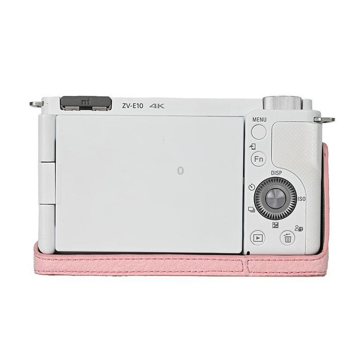 For Sony ZV-E10 Litchi Texture PU Leather Camera Half Case Base(Pink)