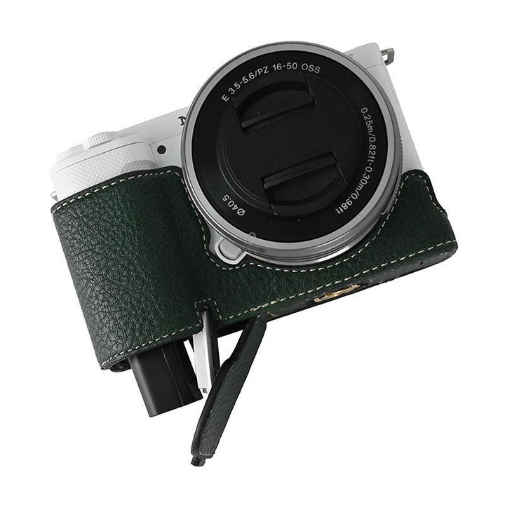 For Sony ZV-E10 Litchi Texture PU Leather Camera Half Case Base(Green)