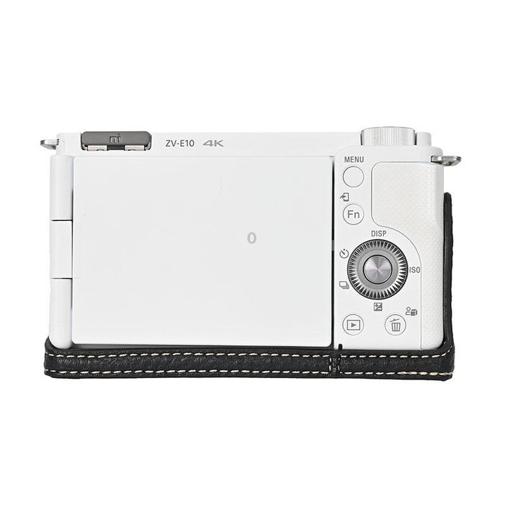 For Sony ZV-E10 Litchi Texture PU Leather Camera Half Case Base(Black)