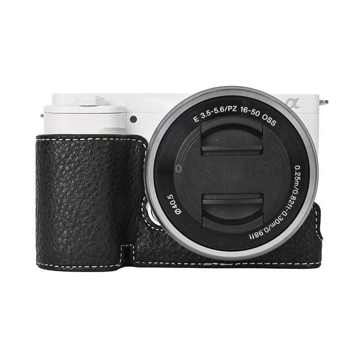 For Sony ZV-E10 Litchi Texture PU Leather Camera Half Case Base(Black)