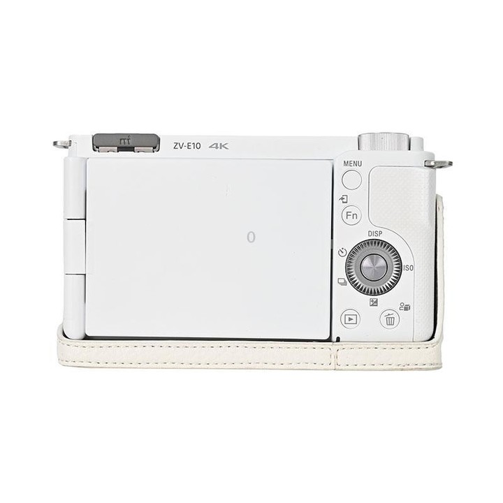 For Sony ZV-E10 Litchi Texture PU Leather Camera Half Case Base(White)