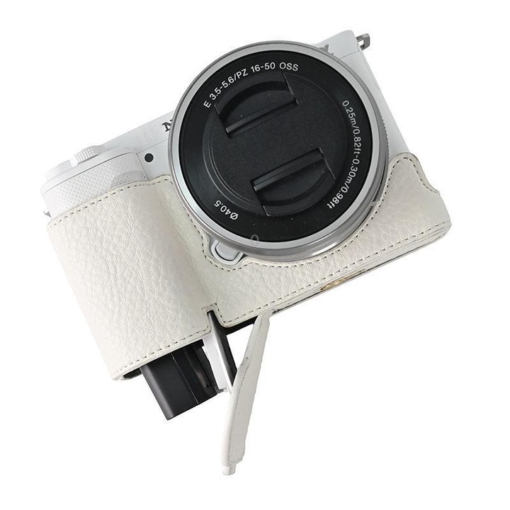 For Sony ZV-E10 Litchi Texture PU Leather Camera Half Case Base(White)