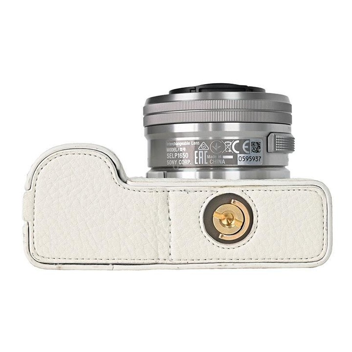 For Sony ZV-E10 Litchi Texture PU Leather Camera Half Case Base(White)
