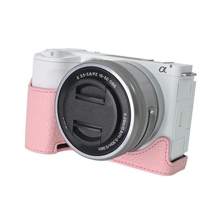 For Sony Alpha ZV-E10 II / ZV-E10M2 Litchi Texture PU Leather Camera Half Case Base(Pink)