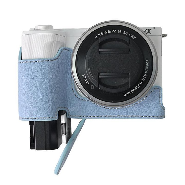 For Sony Alpha ZV-E10 II / ZV-E10M2 Litchi Texture PU Leather Camera Half Case Base(Blue)