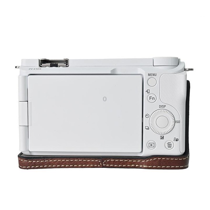 For Sony Alpha ZV-E10 II / ZV-E10M2 Litchi Texture PU Leather Camera Half Case Base(Coffee)