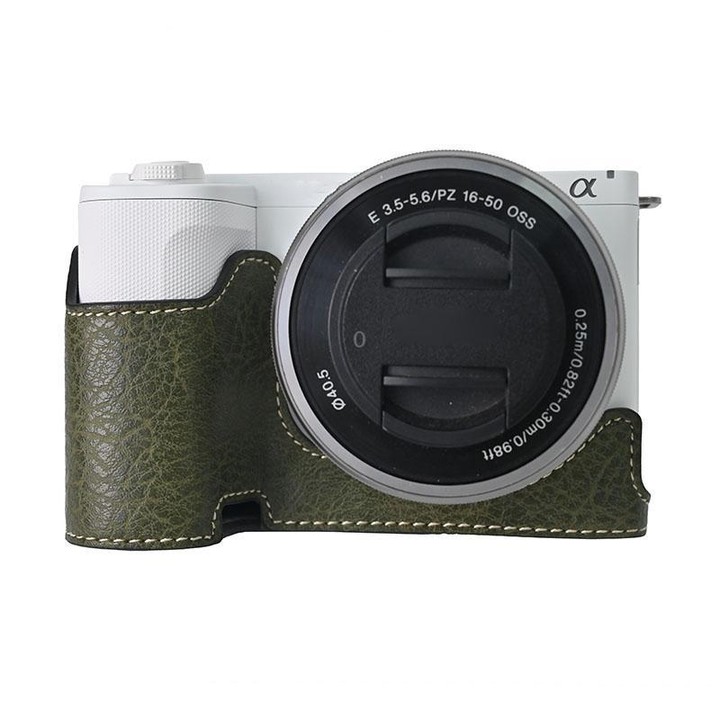 For Sony Alpha ZV-E10 II / ZV-E10M2 Litchi Texture PU Leather Camera Half Case Base(Green)