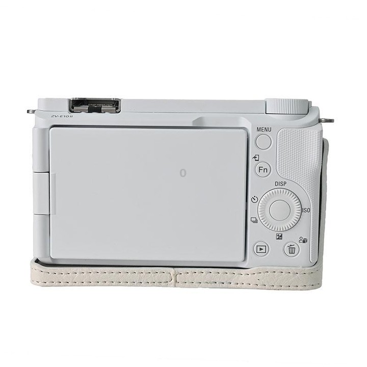For Sony Alpha ZV-E10 II / ZV-E10M2 Litchi Texture PU Leather Camera Half Case Base(White)