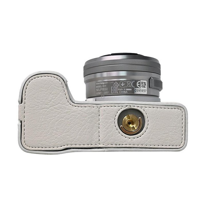 For Sony Alpha ZV-E10 II / ZV-E10M2 Litchi Texture PU Leather Camera Half Case Base(White)