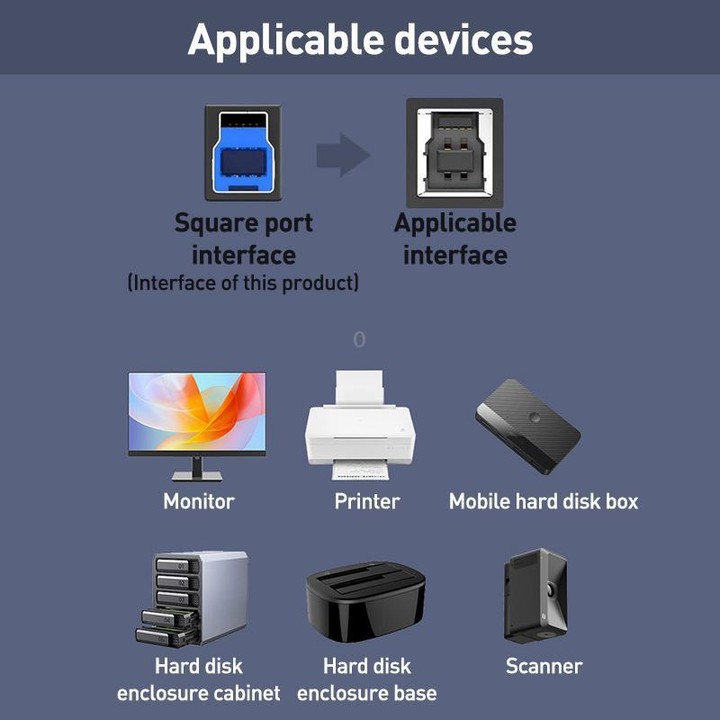USB-B 3.0 Printer / Mobile Hard Drive / Computer Adapter, Model:USB-B Male to USB Male