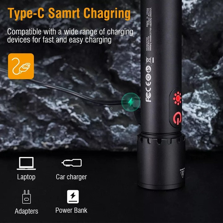X725 Outdoor White Laser Wick Telescopic Zoom Waterproof Flashlight