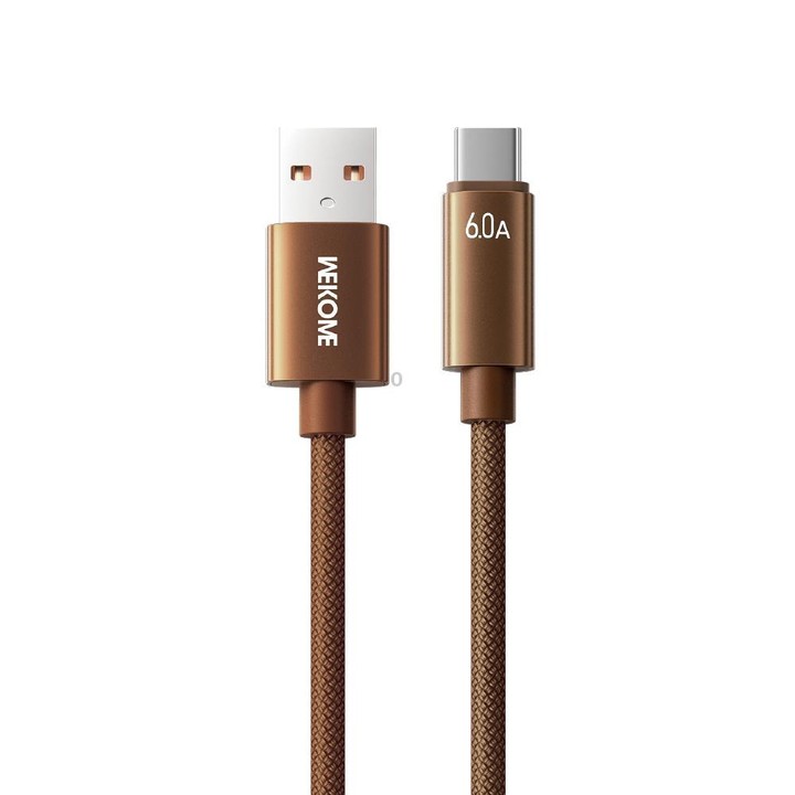 WK WDC-63a 66W USB to Type-C Fast Charging Data Cable, Length: 1.2m(Brown)