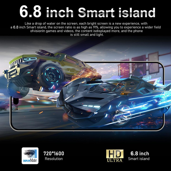 I16 Pro Max / VD1, 3GB+32GB, 6.8 inch Android 10 MTK6753 Octa Core, Network: 4G, Dual SIM, Plug:UK Plug(Blue)