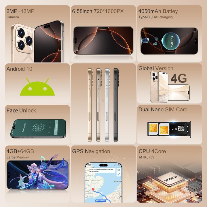 A16 Pro Max / PDA89-B, 4GB+64GB, 6.58 inch Android 10 MTK6739 Quad Core, Network: 4G, OTG, Dual SIM, Plug:AU Plug(Grey)
