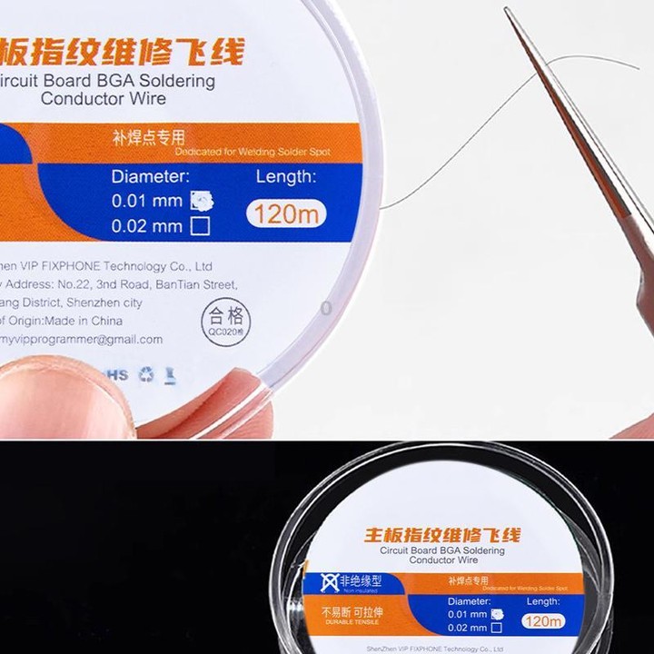 120m Circuit Board BGA Soldering Conductor Wire, Model:Non Insulation Type 0.01mm