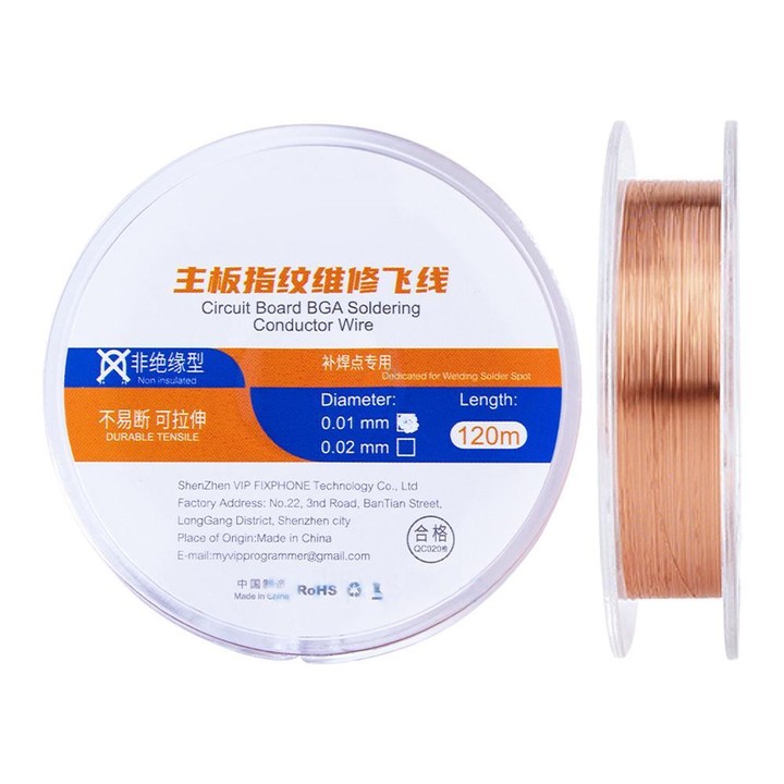 120m Circuit Board BGA Soldering Conductor Wire, Model:Non Insulation Type 0.02mm