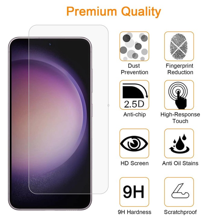 For Samsung Galaxy S23+ 5G 10pcs xDfind 0.18mm 9H 2.5D High Aluminum Tempered Glass Film, Support Fingerprint Unlocking