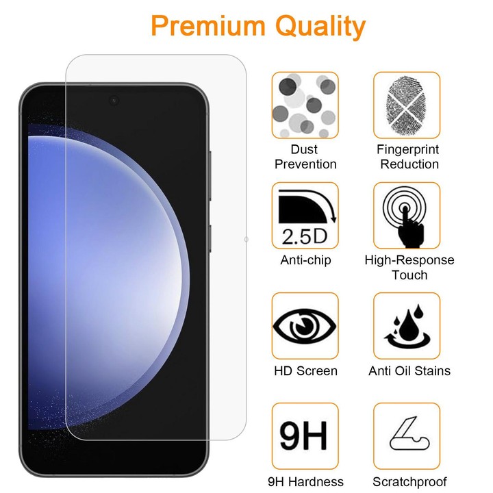 For Samsung Galaxy S23 FE 5G 10pcs xDfind 0.26mm 9H 2.5D Middle Aluminum Tempered Glass Film