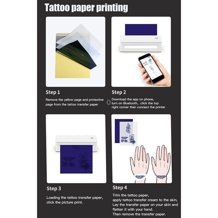A401 Portable A4 Thermal Printer Educational Tattoo Printer(Black)