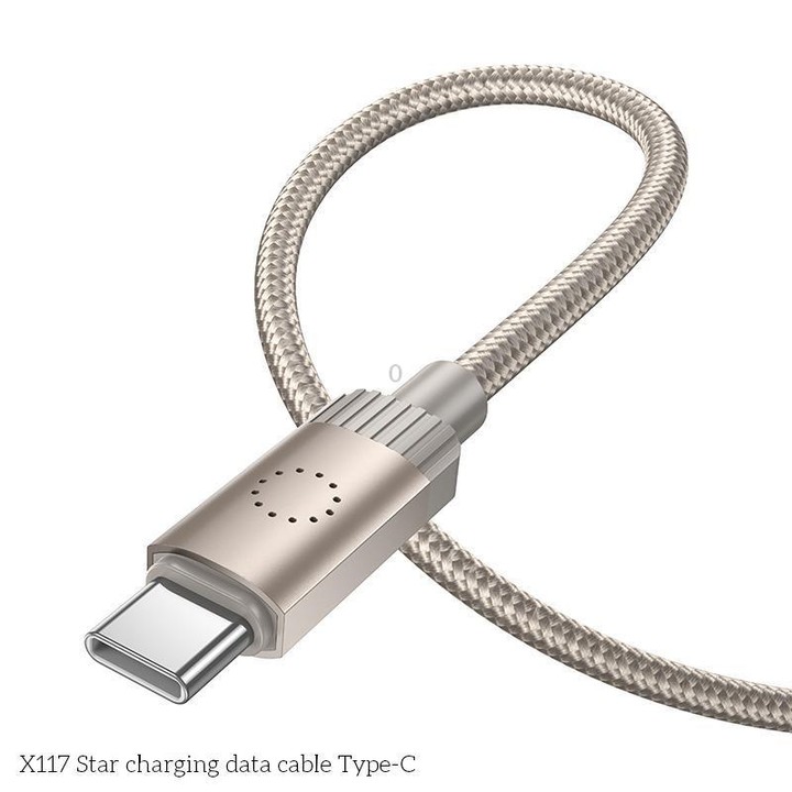 hoco X117 1m Star Fast Charging Data Cable, Interface:USB to Type-C(Black)