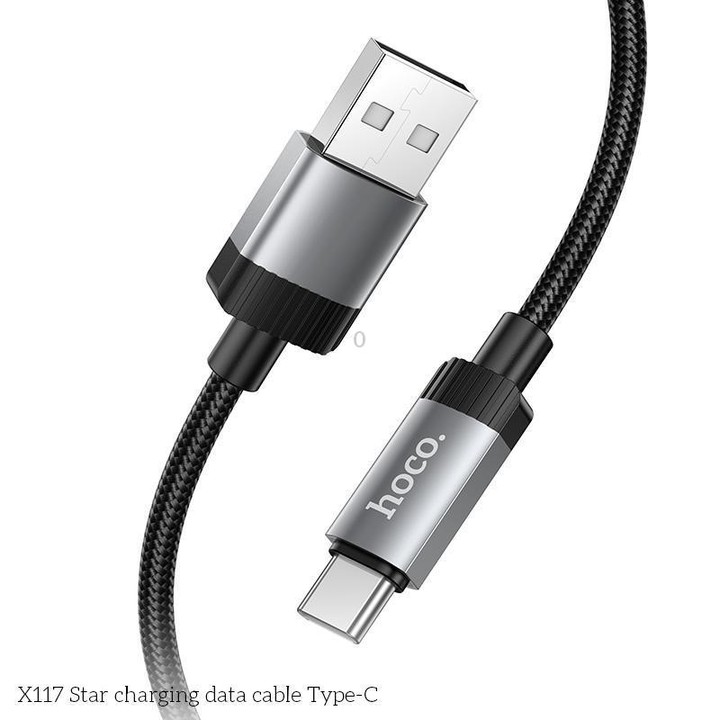 hoco X117 1m Star Fast Charging Data Cable, Interface:USB to Type-C(Black)