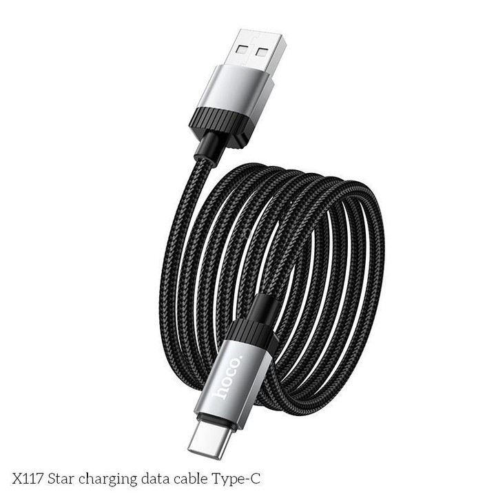 hoco X117 1m Star Fast Charging Data Cable, Interface:USB to Type-C(Black)