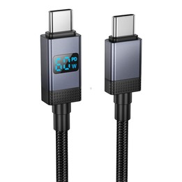 hoco X118 Generous 1m 60W Fast Charging Data Cable with Display, Interface:Type-C to Type-C(Black)