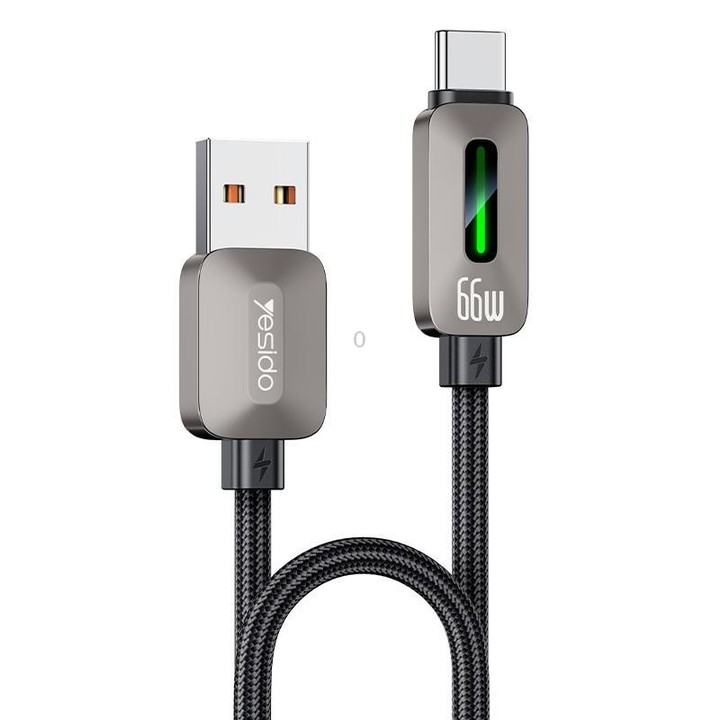 Yesido CA137C 66W USB to Type-C Streamer Light Data Cable, Length: 1.2m(Grey)