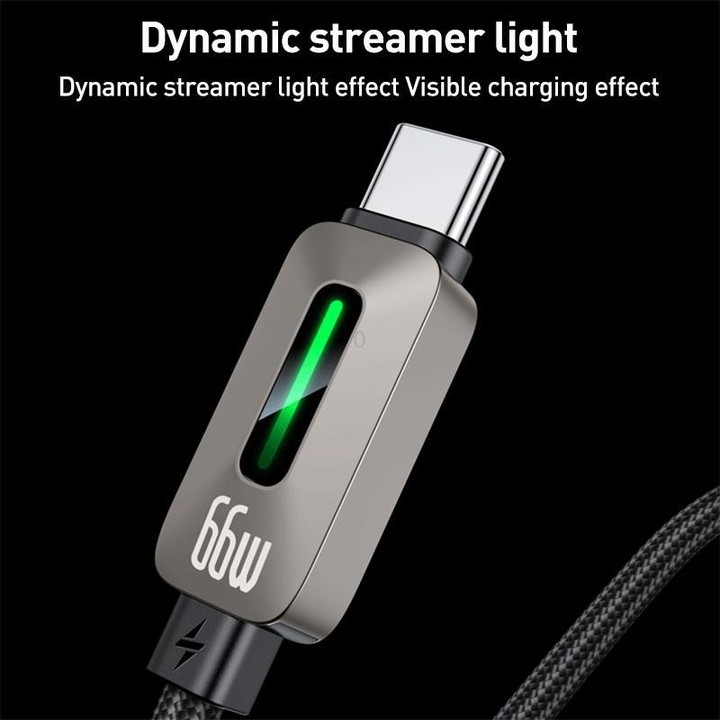 Yesido CA137C 66W USB to Type-C Streamer Light Data Cable, Length: 1.2m(Grey)