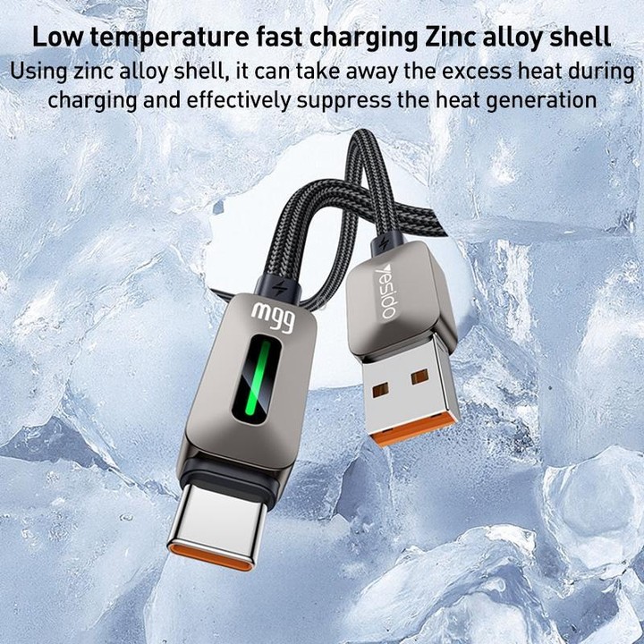 Yesido CA137C 66W USB to Type-C Streamer Light Data Cable, Length: 1.2m(Grey)