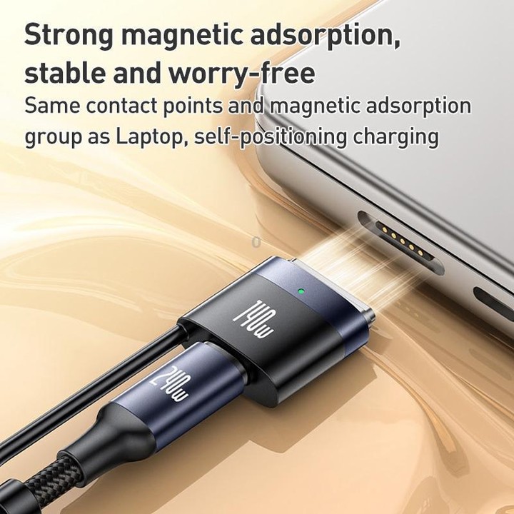 Yesido CA197 2 in 1 240W Type-C to Type-C and MagSafe 3 Magnetic Charging Data Cable, Length: 2m(Black)