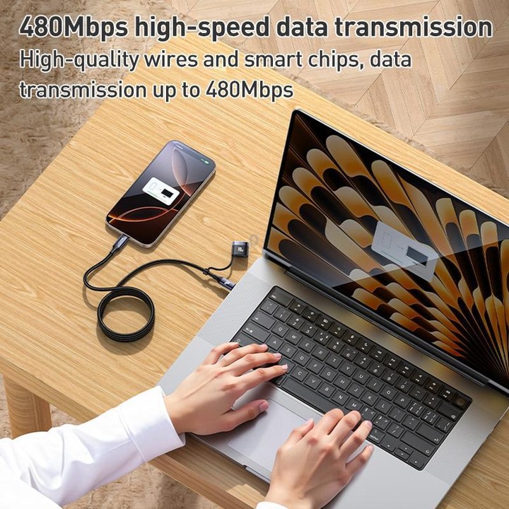 Yesido CA197 2 in 1 240W Type-C to Type-C and MagSafe 3 Magnetic Charging Data Cable, Length: 2m(Black)