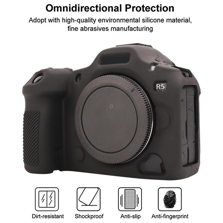 For Canon EOS R5 Mark II / R5II Glossy Soft Silicone Protective Case(Black)