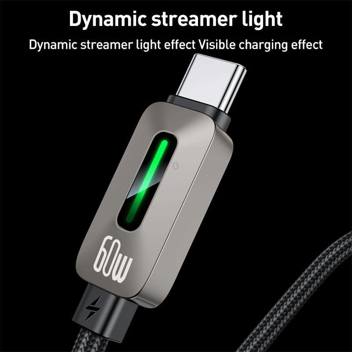 Yesido CA198 60W Type-C to Type-C Streamer Light Data Cable, Length: 1.2m(Grey)
