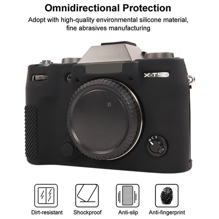 For FUJIFILM X-T50 Glossy Soft Silicone Protective Case(Black)