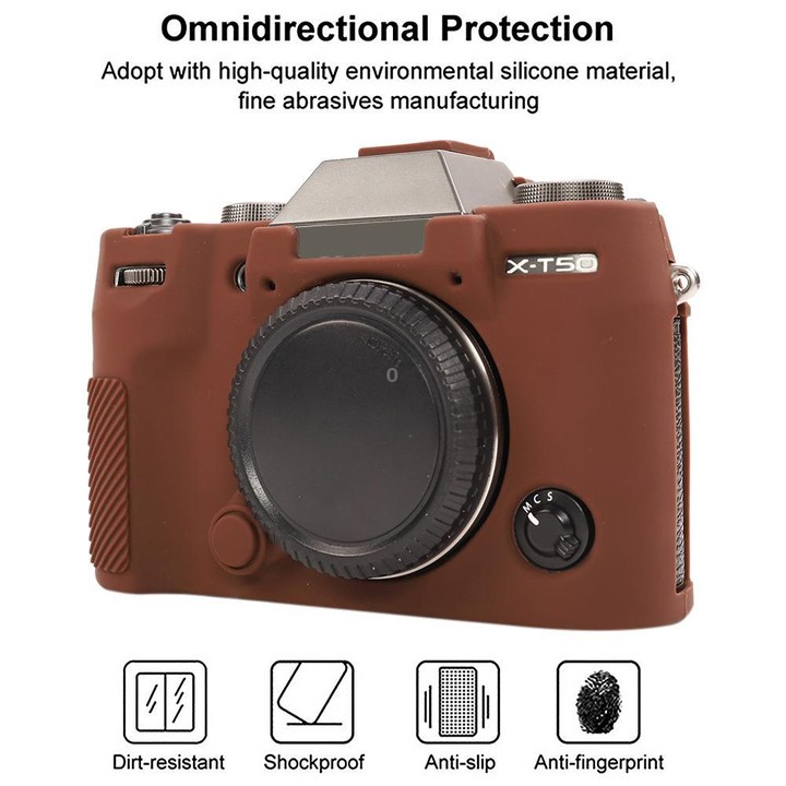 For FUJIFILM X-T50 Glossy Soft Silicone Protective Case(Coffee)