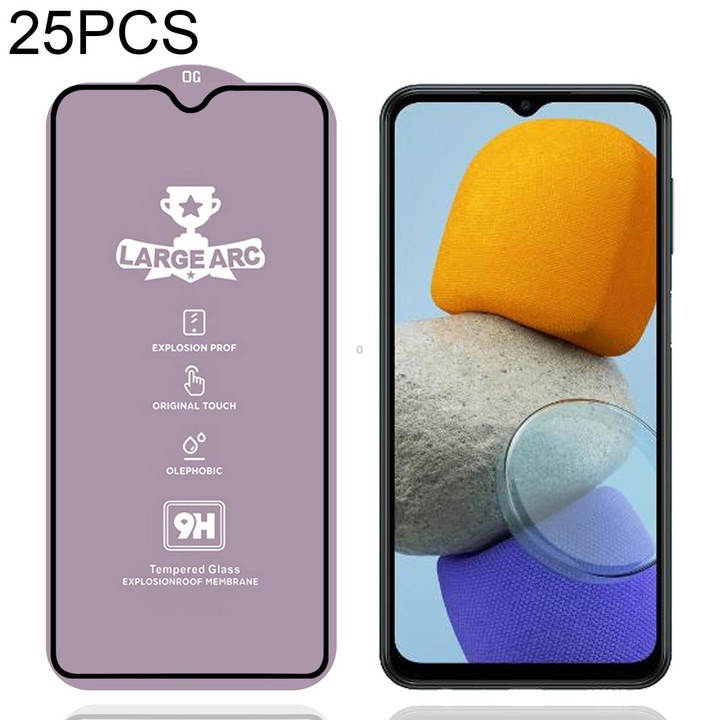 For Samsung Galaxy M23 25pcs 9H 0.4mm High Aluminum Large Arc Tempered Glass Film