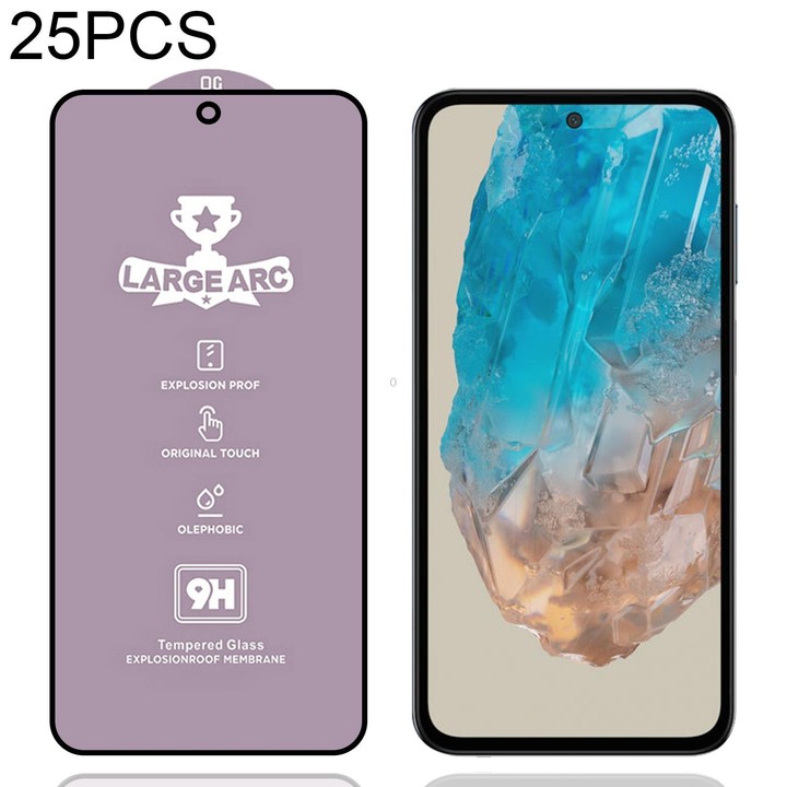 For Samsung Galaxy M35 25pcs 9H 0.4mm High Aluminum Large Arc Tempered Glass Film