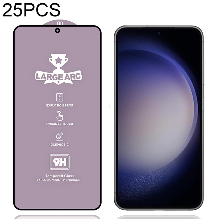 For Samsung Galaxy S23+ 5G 25pcs 9H 0.18mm High Aluminum Large Arc Tempered Glass Film, Support Fingerprint Unlocking
