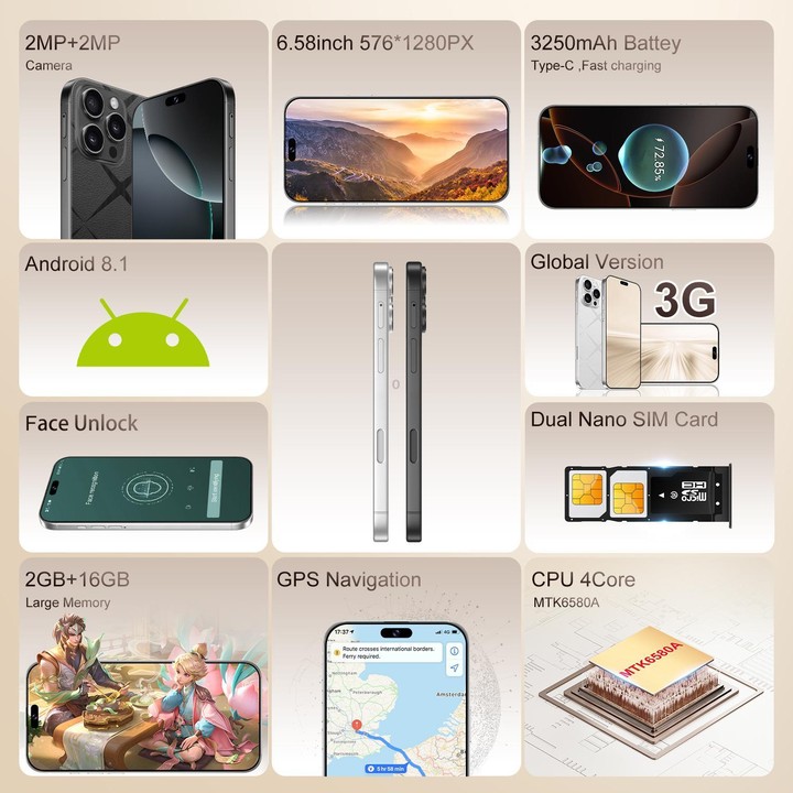 C16 Pro Max / A88-B, 2GB+16GB, 6.58 inch Android 8.1 MTK6580A Quad Core, Network: 3G, Dual SIM, Plug:US Plug(White)