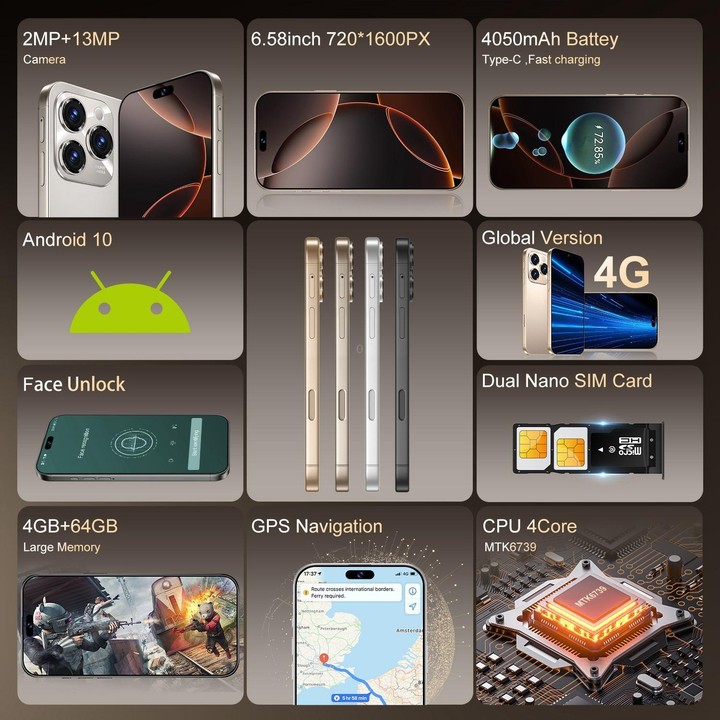 A16 Max / PDA89, 4GB+64GB, 6.58 inch Android 10 MTK6739 Quad Core, Network: 4G, Dual SIM, Plug:EU Plug(Grey)