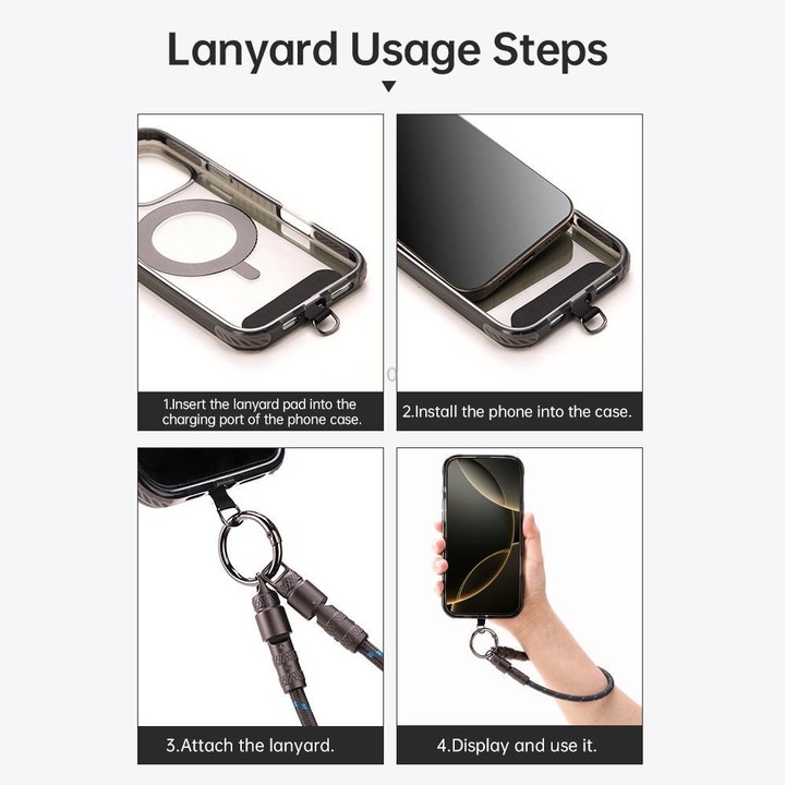 ROCK R15 Type-C to Type-C 60W Phone Lanyard Fast Charging Zinc Alloy Data Cable, Length:30cm(Black)
