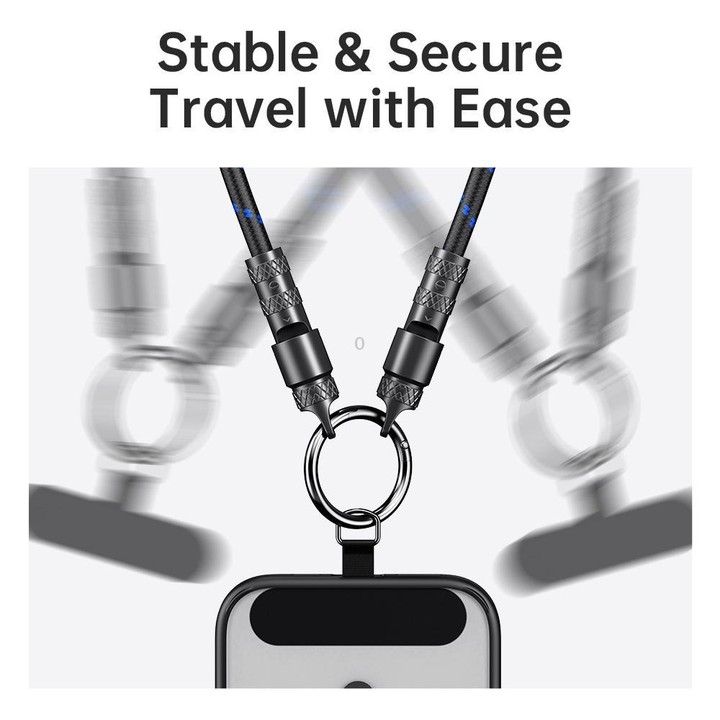 ROCK R15 Type-C to Type-C 60W Phone Lanyard Fast Charging Zinc Alloy Data Cable, Length:30cm(Black)