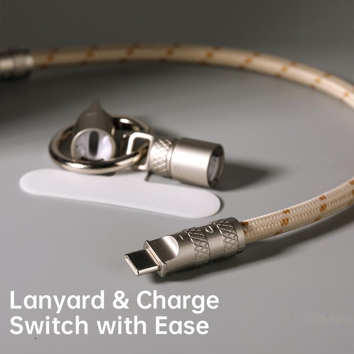 ROCK R15 Type-C to Type-C 60W Phone Lanyard Fast Charging Zinc Alloy Data Cable, Length:30cm(Black)