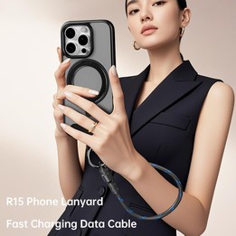 ROCK R15 Type-C to Type-C 60W Phone Lanyard Fast Charging Zinc Alloy Data Cable, Length:30cm(Creamy White)
