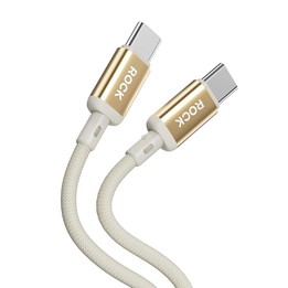 ROCK R18 Type-C to Type-C PD100W Metal Braided Fast Charging Data Cable, Length:1m(Beige)