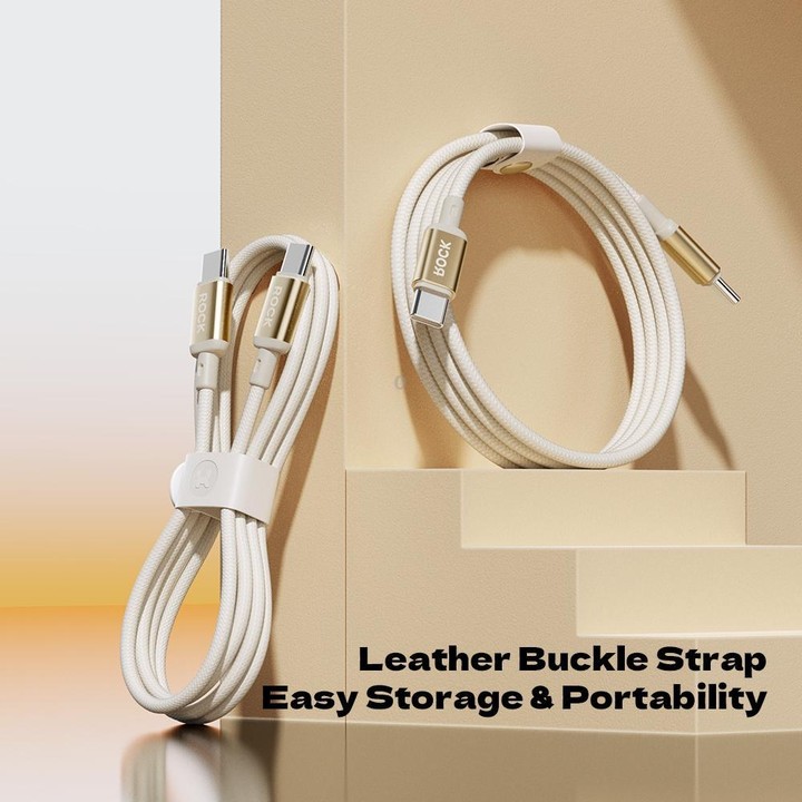ROCK R18 Type-C to Type-C PD100W Metal Braided Fast Charging Data Cable, Length:1m(Beige)