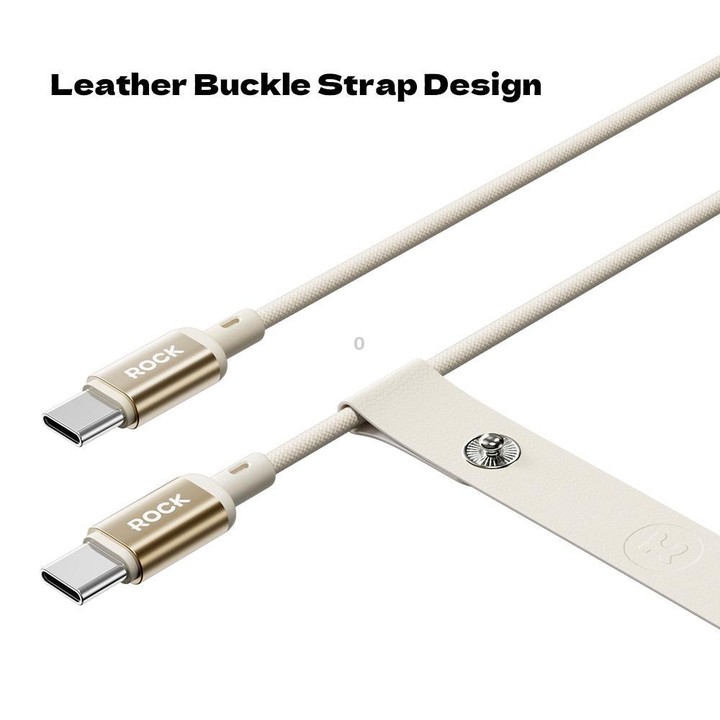 ROCK R18 Type-C to Type-C PD100W Metal Braided Fast Charging Data Cable, Length:1m(Beige)
