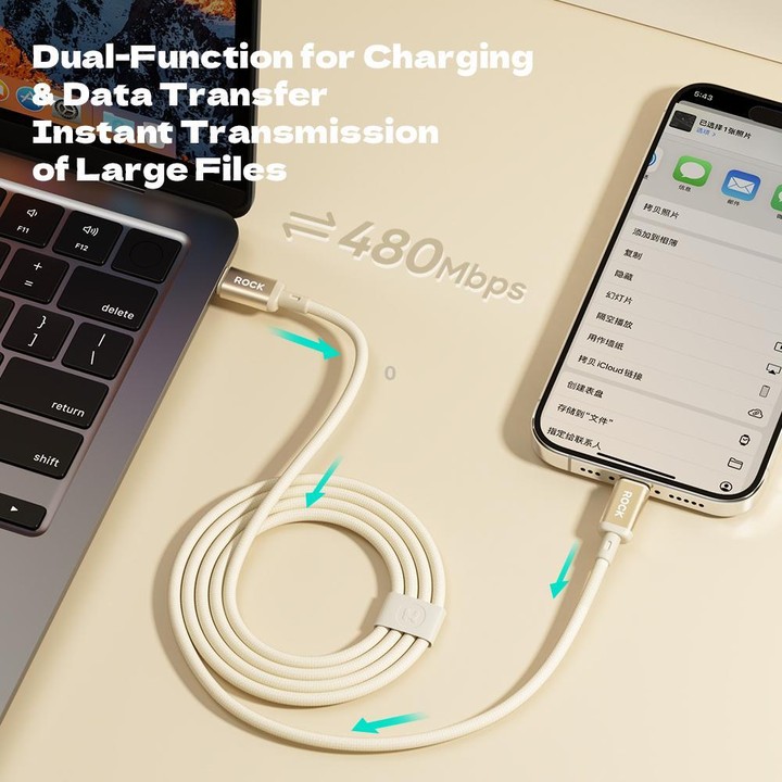 ROCK R18 Type-C to Type-C PD100W Metal Braided Fast Charging Data Cable, Length:1m(Beige)